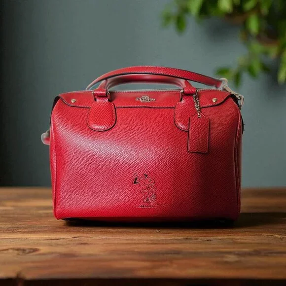 Coach x Peanuts Snoopy Mini Bennett Satchel Red F37272 NWOT Leather Bag - Picture 8 of 16